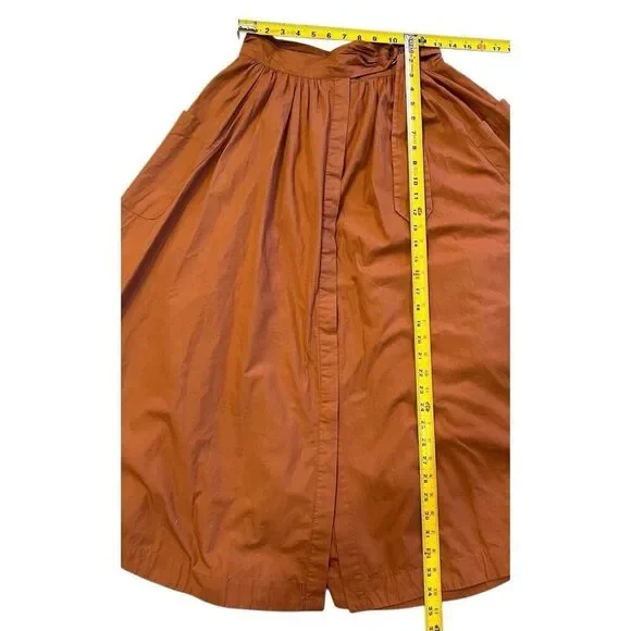 Free People Button Front Lined Midi Skirt Mustard Orange Size Small - Picture 11 of 11